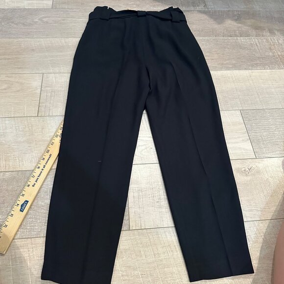 EXPRESS WOMENS High Rise Black Ankle Pants With Tie Waist 2 SHORT - Picture 9 of 9